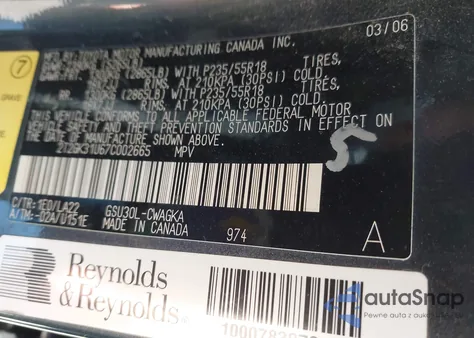 2007 Lexus Rx 350 z USA, uszkodzony, nr VIN 2T2GK31U67C002665